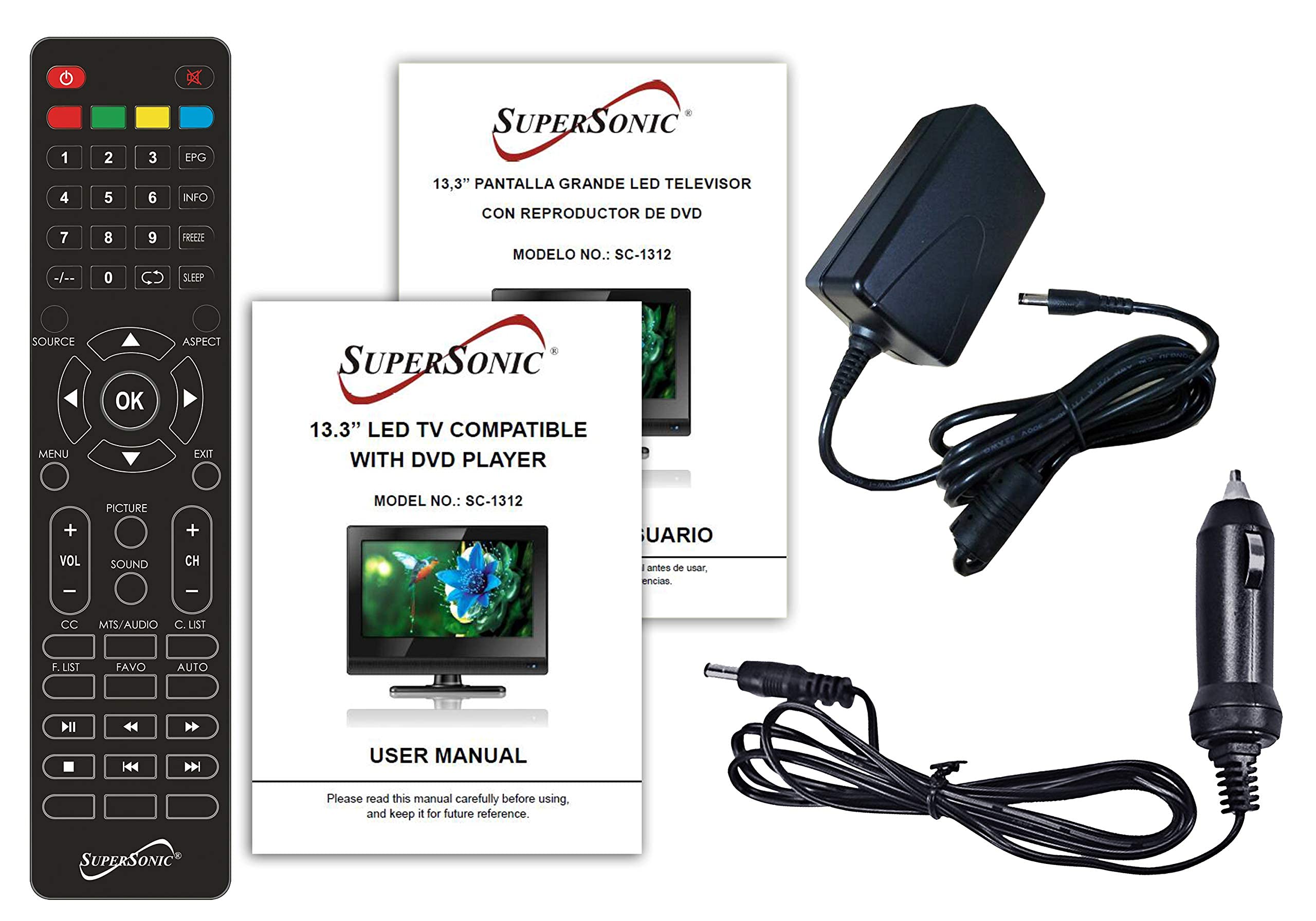 Supersonic Sc 1312 13.3    Widescreen Led Hdtv With Built In Dvd Player